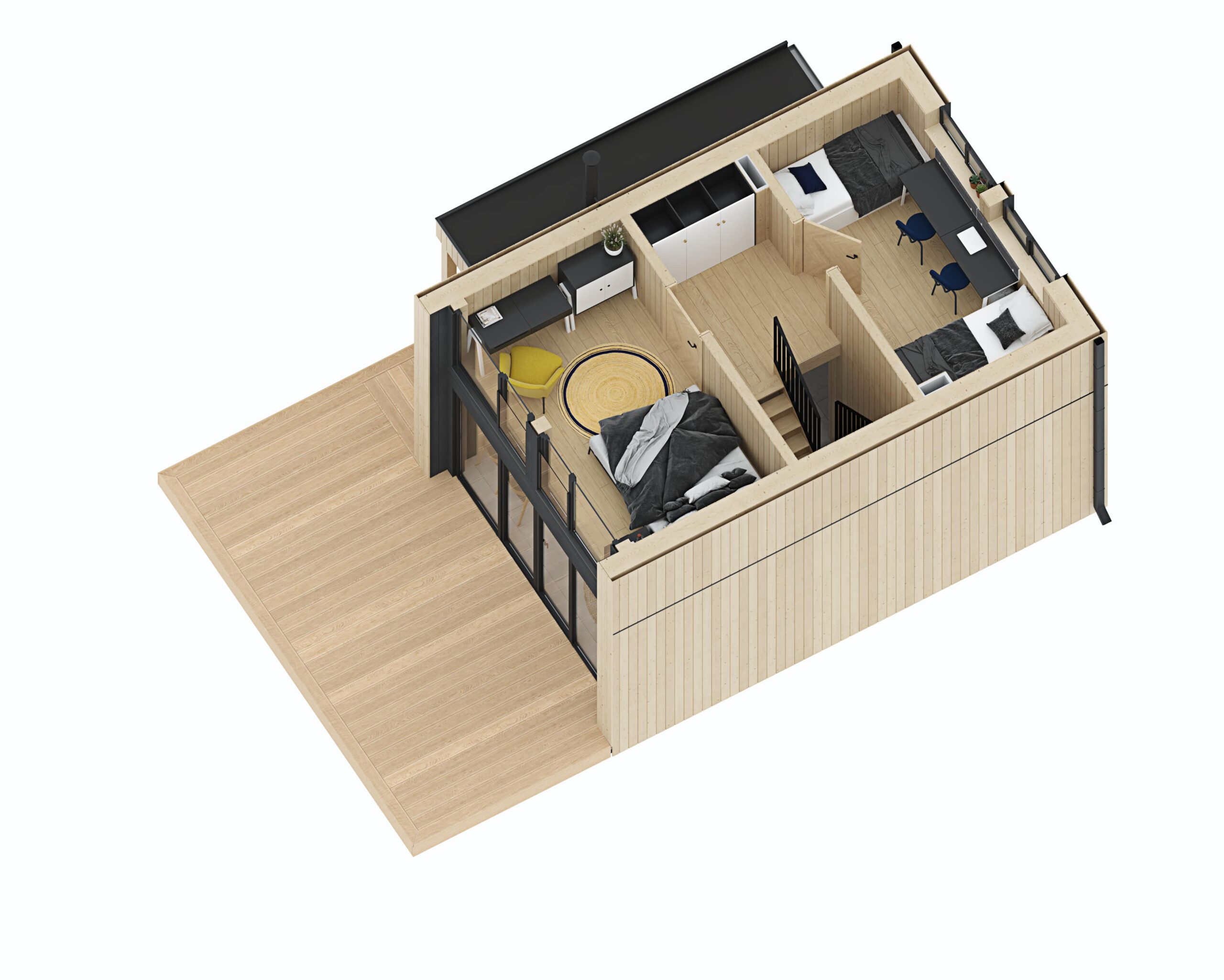 Całoroczny dom na zgłoszenie - Rzut poddasza 3D